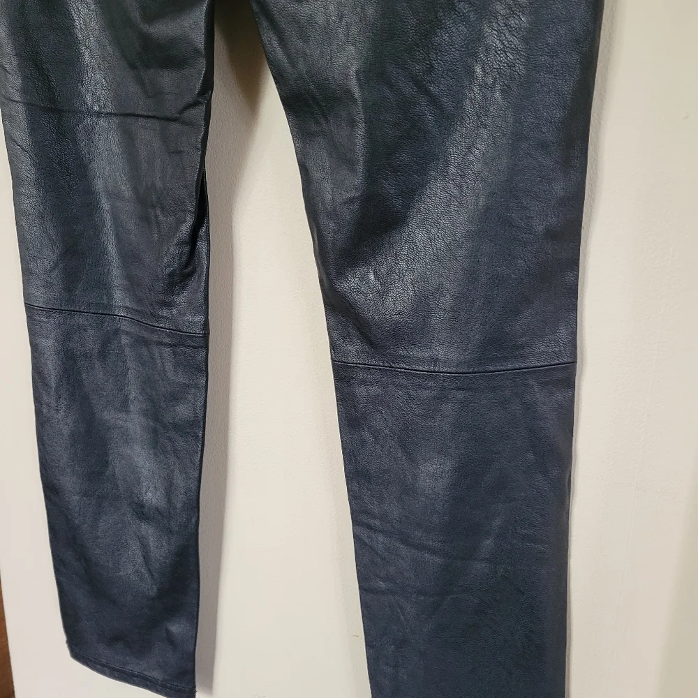 7 For All Mankind Faux Leather Black Moto Pants - Picture 8 of 10